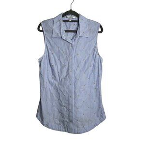 Derek Lam 10 Crosby Striped Lace Up Back Sleeveless Shirt Button‎ Front Size 12